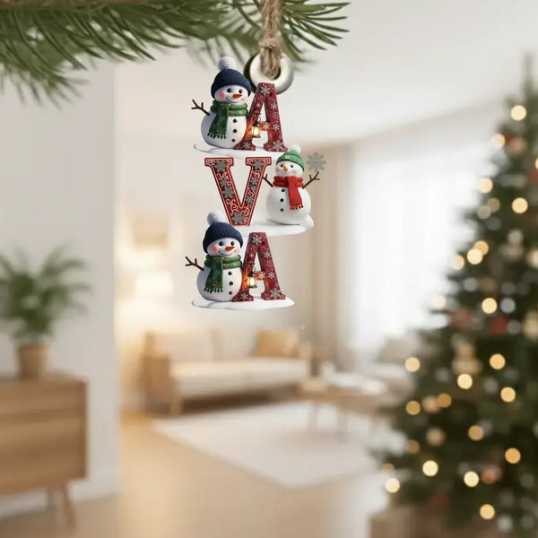Personalized wooden Christmas tree ornament with custom name and dynamic clipart design