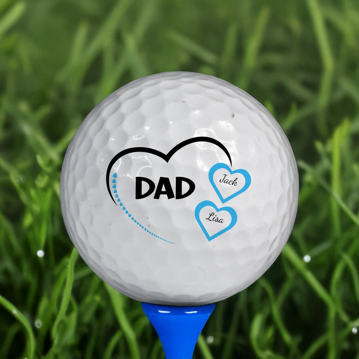 Personalized white golf ball with custom design for Father's Day or golfer's birthday gift