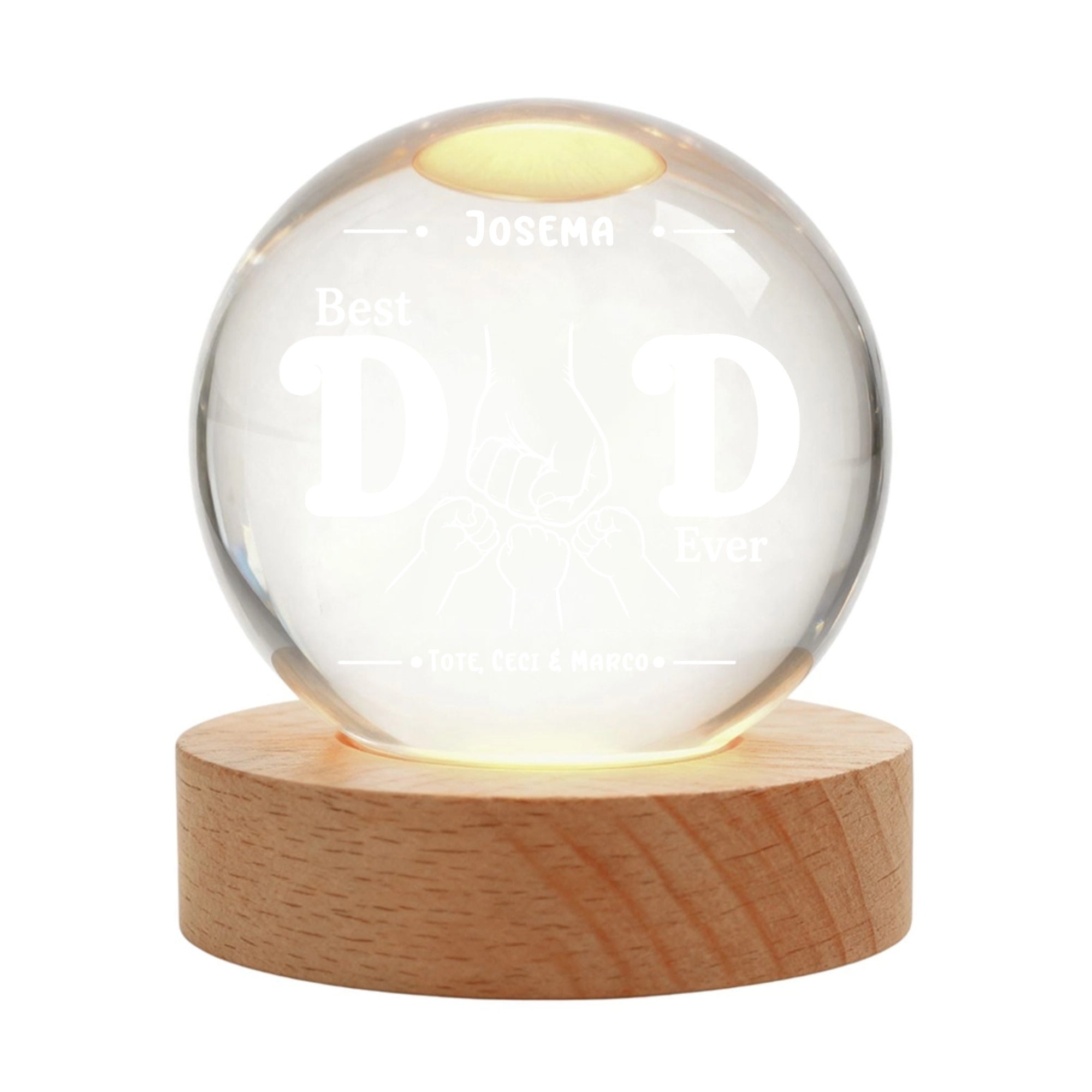 Custom Crystal Globe Lamp Best Dad Ever | Shopify Product Personalizer