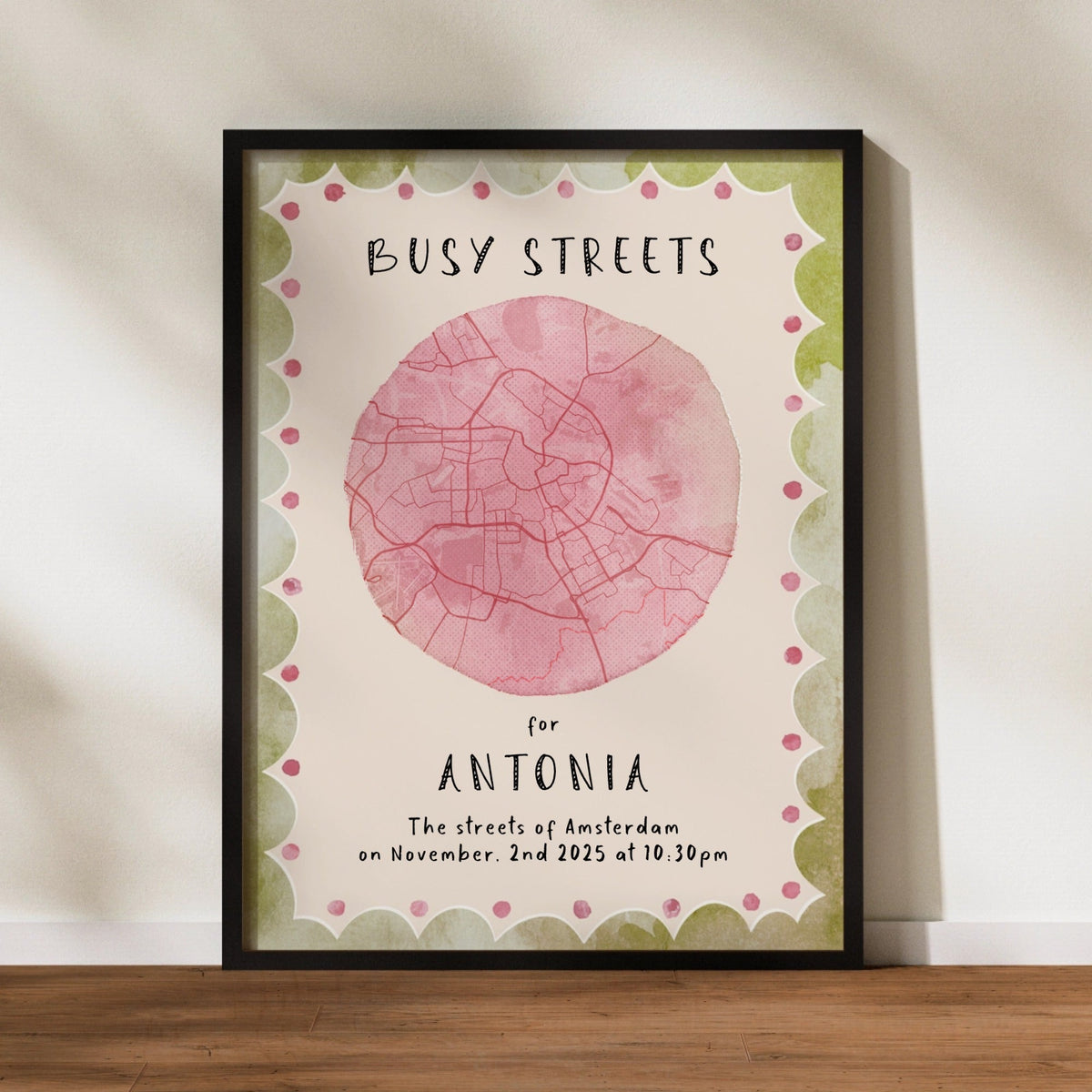 Personalized birth map frame for kids with custom star or street map for baby keepsake