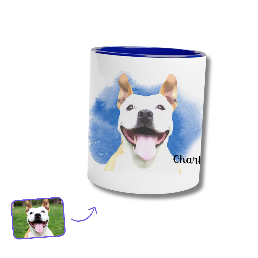 Personalized 11oz ceramic watercolor mug with custom photo and text for daily use gift