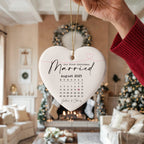 Personalized First Christmas Married ornament with custom names and wedding date for newlyweds