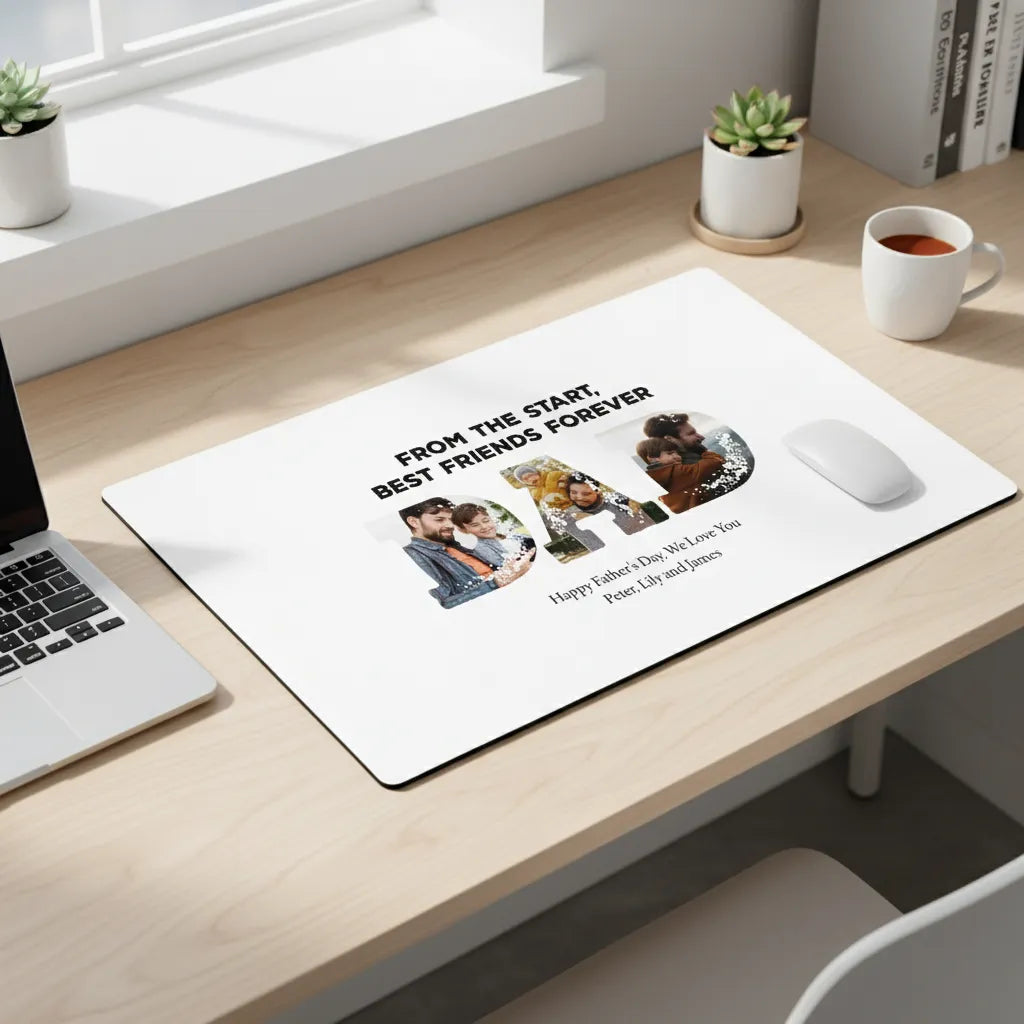Personalized desk mat for Dad with custom design for practical Father's Day workspace gift