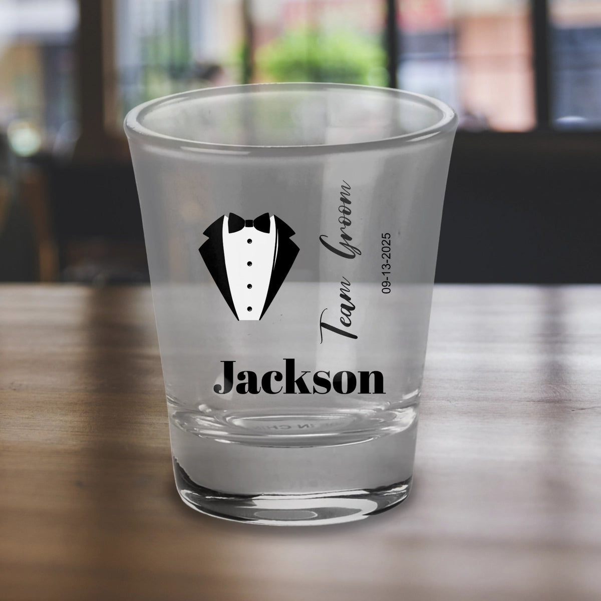 Personalized Turbo shot glass with custom design for bar collection or special occasion gift