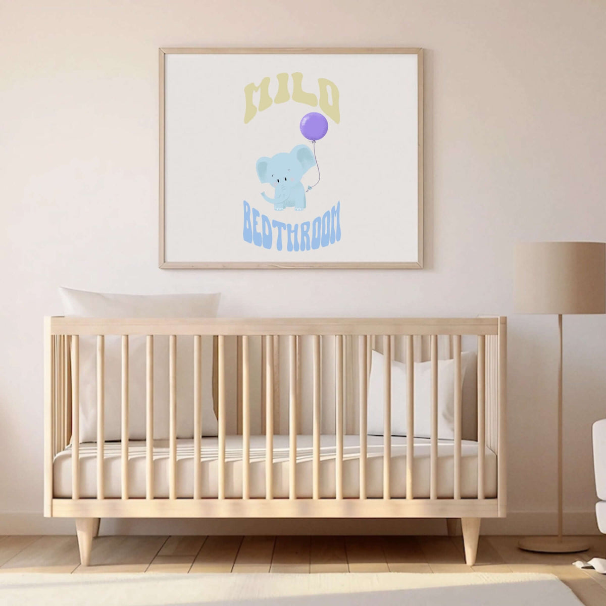 Personalized baby framed canvas with warped text design for modern nursery wall art