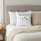 Personalized faux suede square pillow for Mother's Day with thoughtful custom mom design