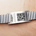 Personalized QR code dog collar ID tag for scanning owner contact information for pet safety