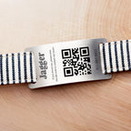Personalized QR code dog collar ID tag for scanning owner contact information for pet safety
