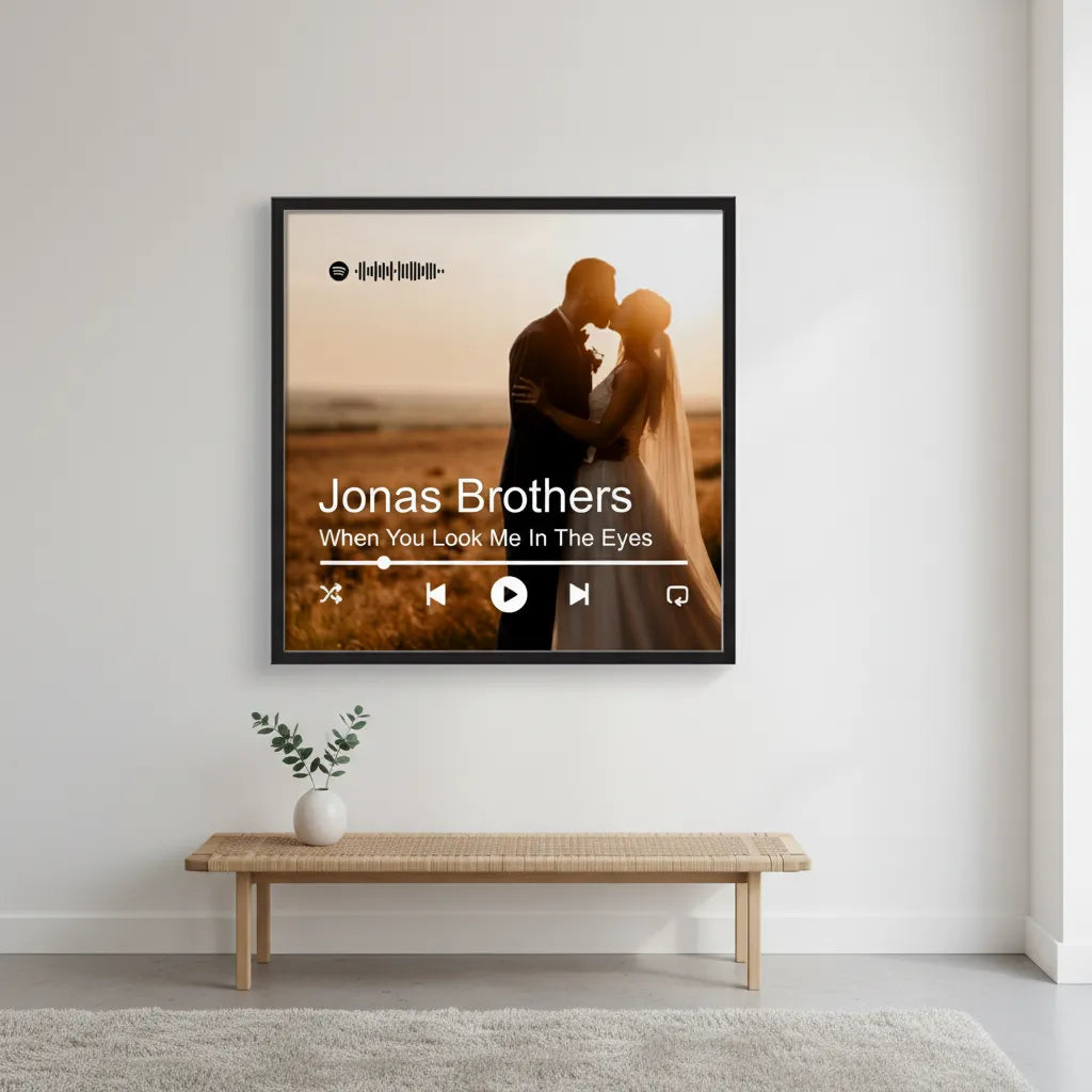 Personalized square frame with Spotify player design for music lover home decor display