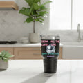 Personalized 30oz Tundra tumbler with custom text shadow design for insulated drinkware