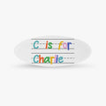 Personalized oval name badge with alternating colors design for professional or decorative use
