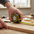 Personalized tape measure in classic black and yellow for DIY enthusiasts and contractors