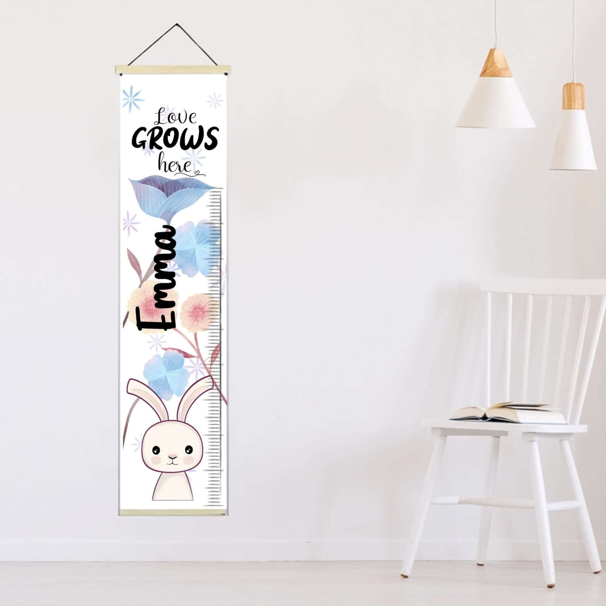 Personalized kid's measuring bar Love Grows Here for tracking child's growth height