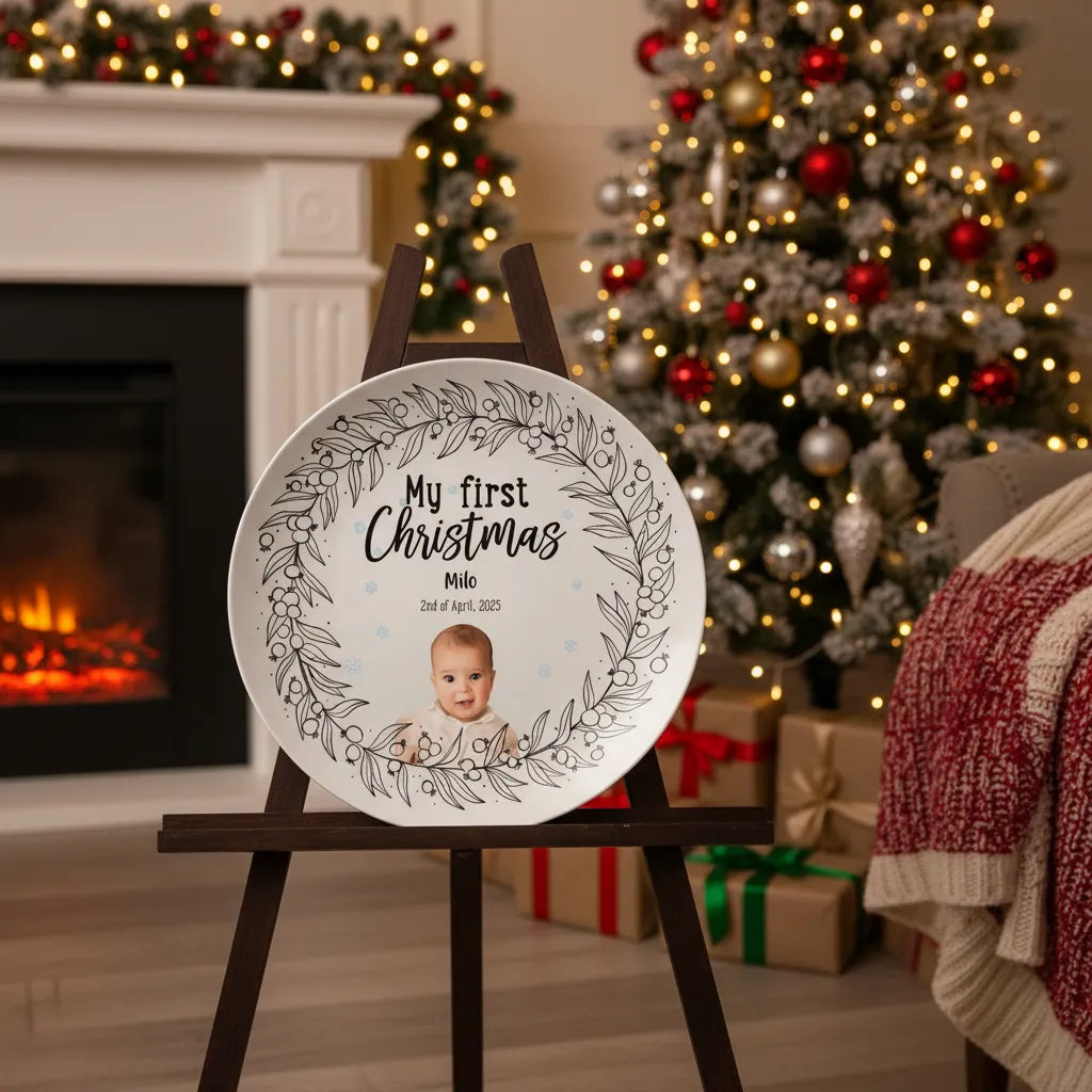 Custom Circle 10'' Plate - My First Christmas