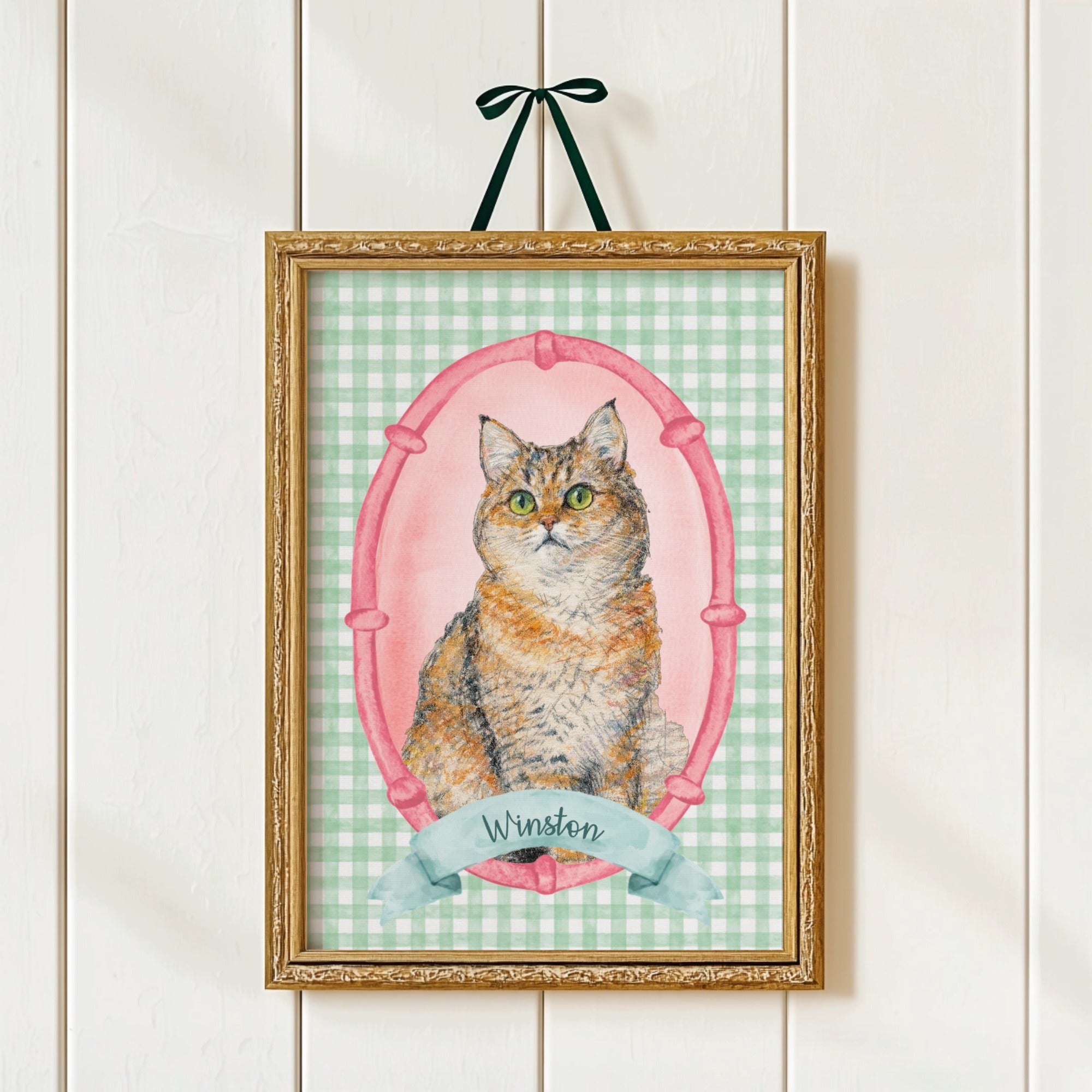 Personalized Pet Portrait Frame – Custom Painting Style with Name