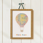 Personalized golden frame with custom word cloud art for kids celebrating their interests