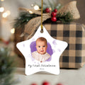 Personalized high gloss photo ornament with custom design for holiday tree keepsake