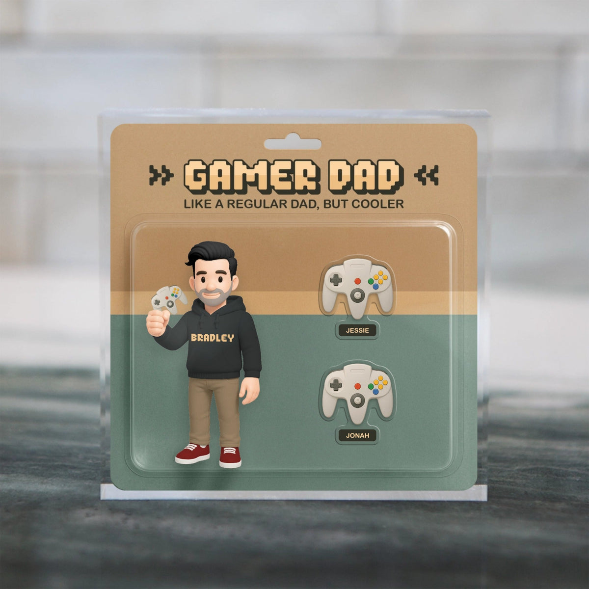 Personalized Gamer Dad acrylic square plaque with custom design for gaming father's gift
