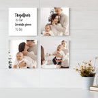 Personalized acrylic photo tiles set with family pictures and Together Is Our Favorite Place quote