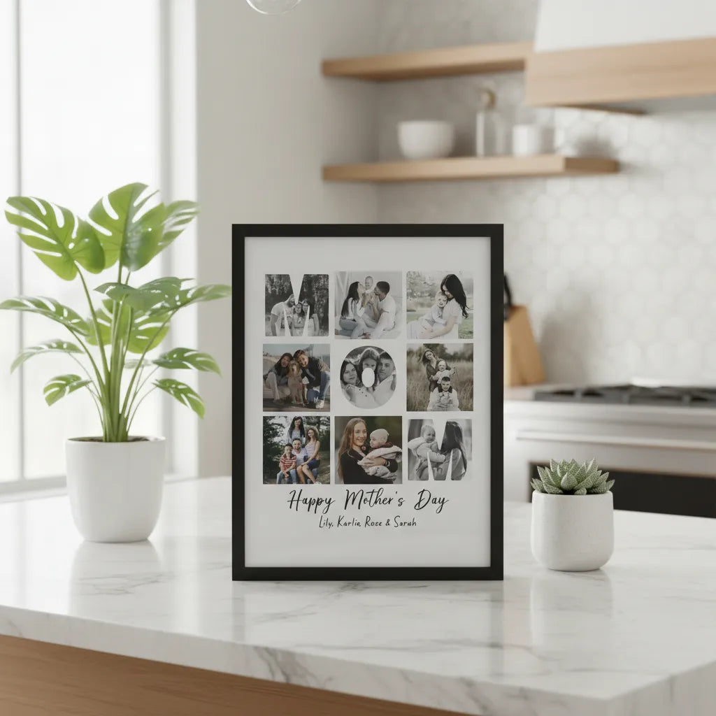 Personalized matte paper framed photo poster for Mother's Day with custom family memories
