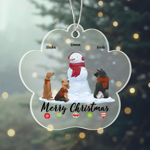 Personalized acrylic paw ornament with pet clipart design for dog and cat lovers