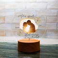 Personalized acrylic plaque with LED base featuring Miles Apart message for long distance love