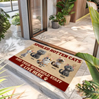 Personalized Spoiled Cats Live Here 3D welcome doormat with custom cat illustrations