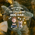 Personalized 3D Christmas ornament showing dog dad and dog mom with their custom illustrated pets