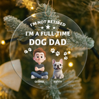 Personalized 3D Christmas ornament showing dog dad and dog mom with their custom illustrated pets