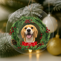 Personalized memorial Christmas ornament with custom photo face cutout to honor a loved one