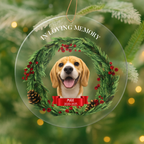Personalized memorial Christmas ornament with custom photo face cutout to honor a loved one