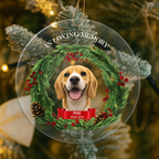 Personalized memorial Christmas ornament with custom photo face cutout to honor a loved one