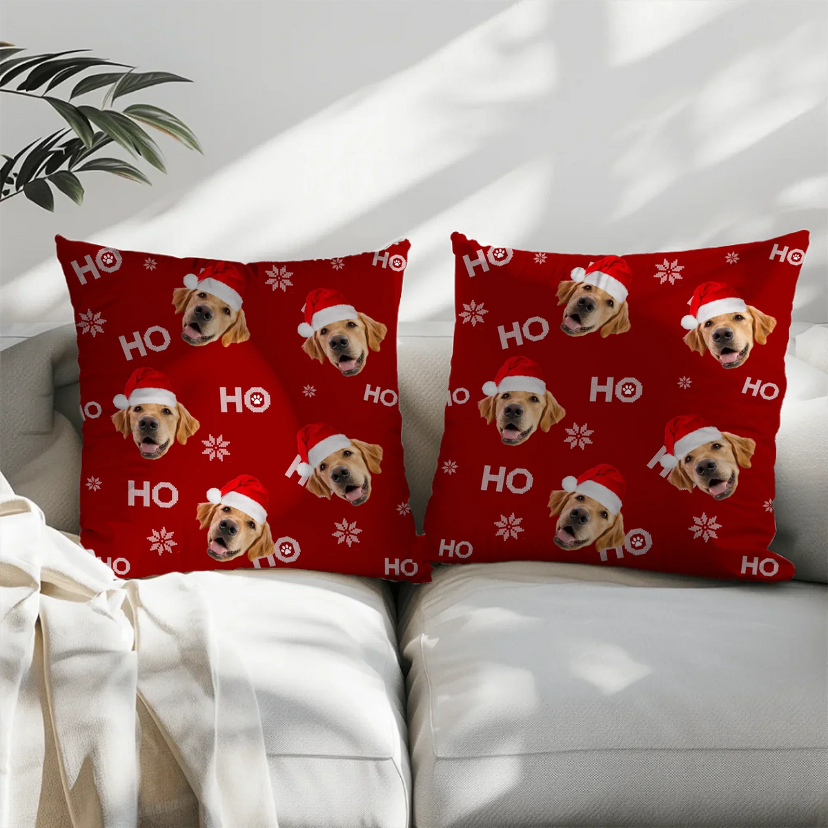 Personalized Christmas ornament with custom photo of your dog or cat in festive design