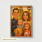 AI-generated personalized family caricature Christmas portrait poster wall art