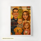 AI-generated personalized family caricature Christmas portrait poster wall art