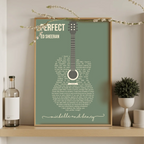 Personalized poster with custom song lyrics arranged in an artistic word-art shape