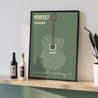 Personalized poster with custom song lyrics arranged in an artistic word-art shape