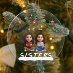 Personalized 3D Christmas ornament celebrating sisters and best friends with custom names