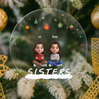 Personalized 3D Christmas ornament celebrating sisters and best friends with custom names