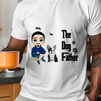 Personalized The Dog Father t-shirt for dog dads featuring custom dog illustration