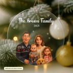 AI-generated family Christmas portrait ornament personalized from your uploaded family photo