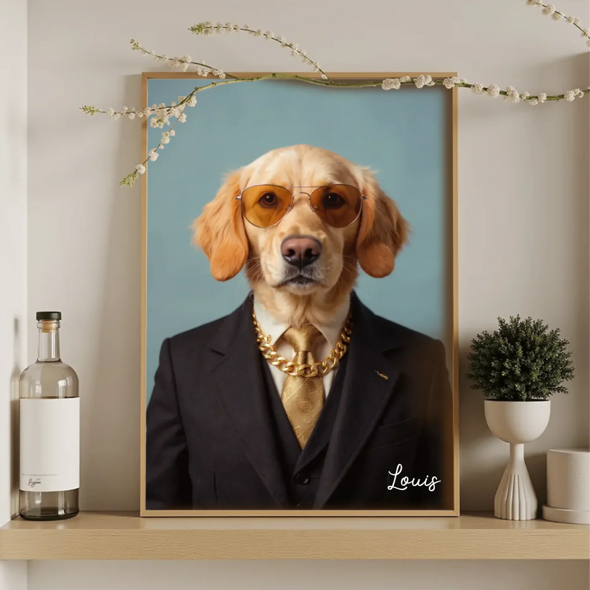 Personalized AI-generated poster of your dog or cat dressed in a custom costume