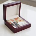 Personalized love knot necklace with custom couple photo design for anniversary gift