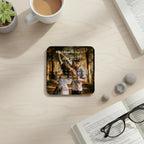 Personalized square coaster with custom photo and calendar design for special date keepsake