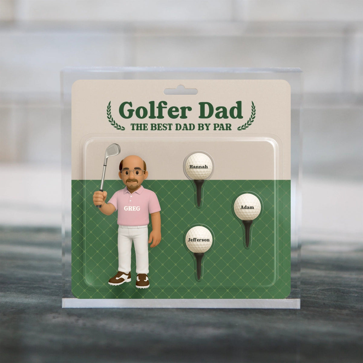 Personalized Golfer Dad acrylic square plaque with custom design for Father's Day gift