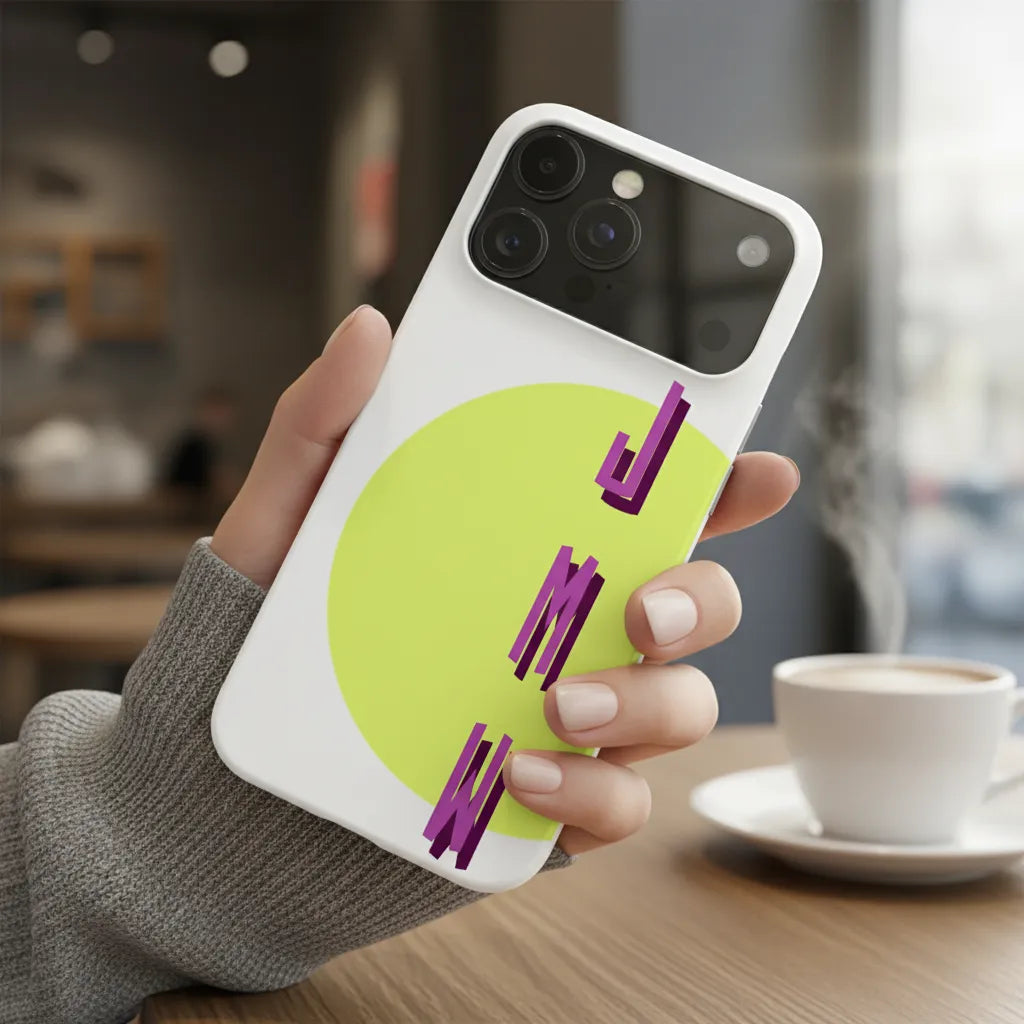 Personalized iPhone snap case with custom text shadow design for stylish phone protection