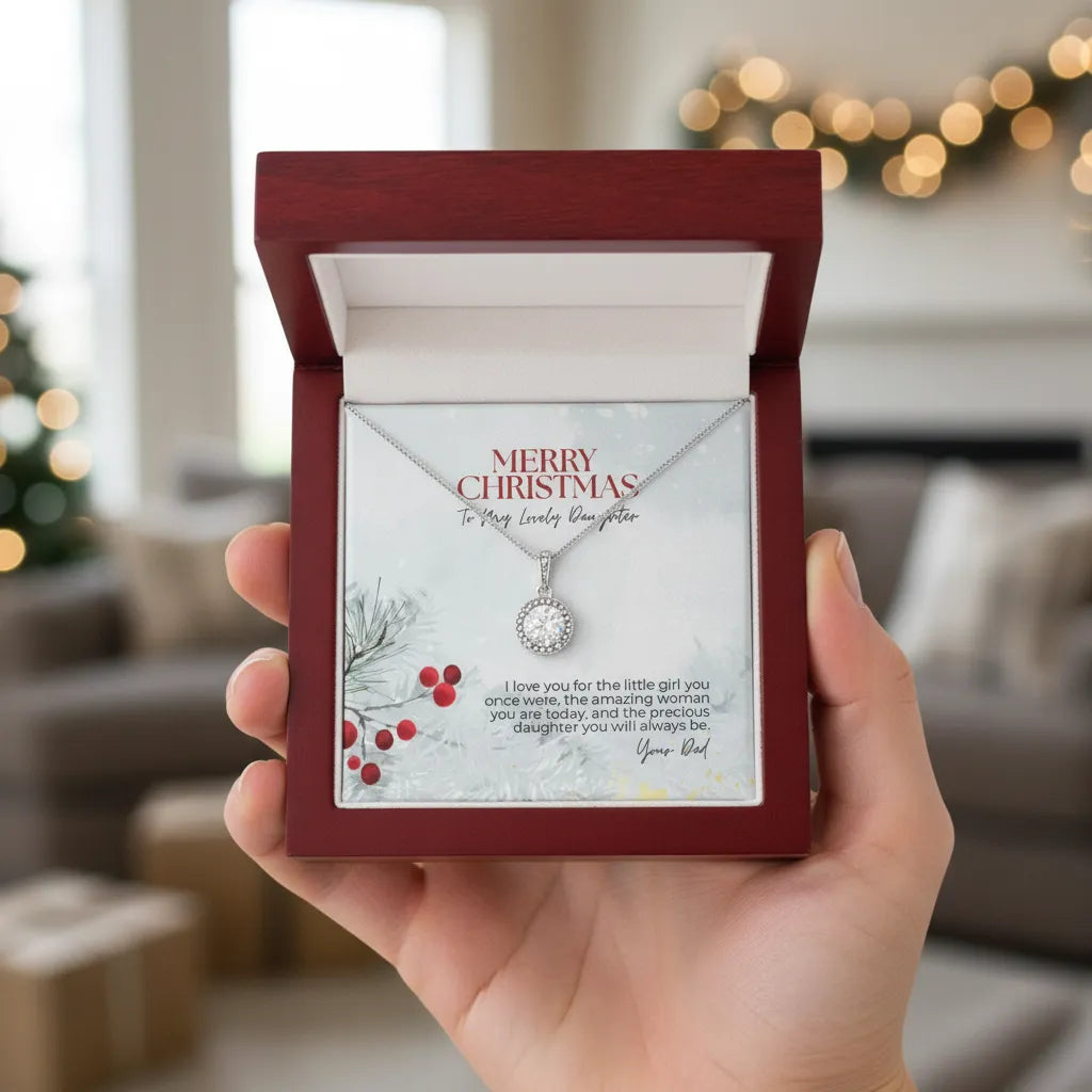 Personalized Eternal Hope necklace with Merry Christmas design for meaningful holiday gift