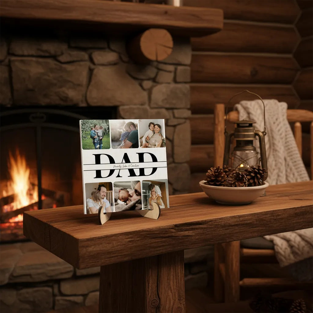 Custom Photo Wooden Plaque with Stand for Dad | Shopify Product Personalizer