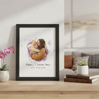 Personalized framed poster with Mother's Day photo for custom mom wall art display