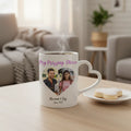 Personalized heart mug with Missing Piece design celebrating couples and loved ones